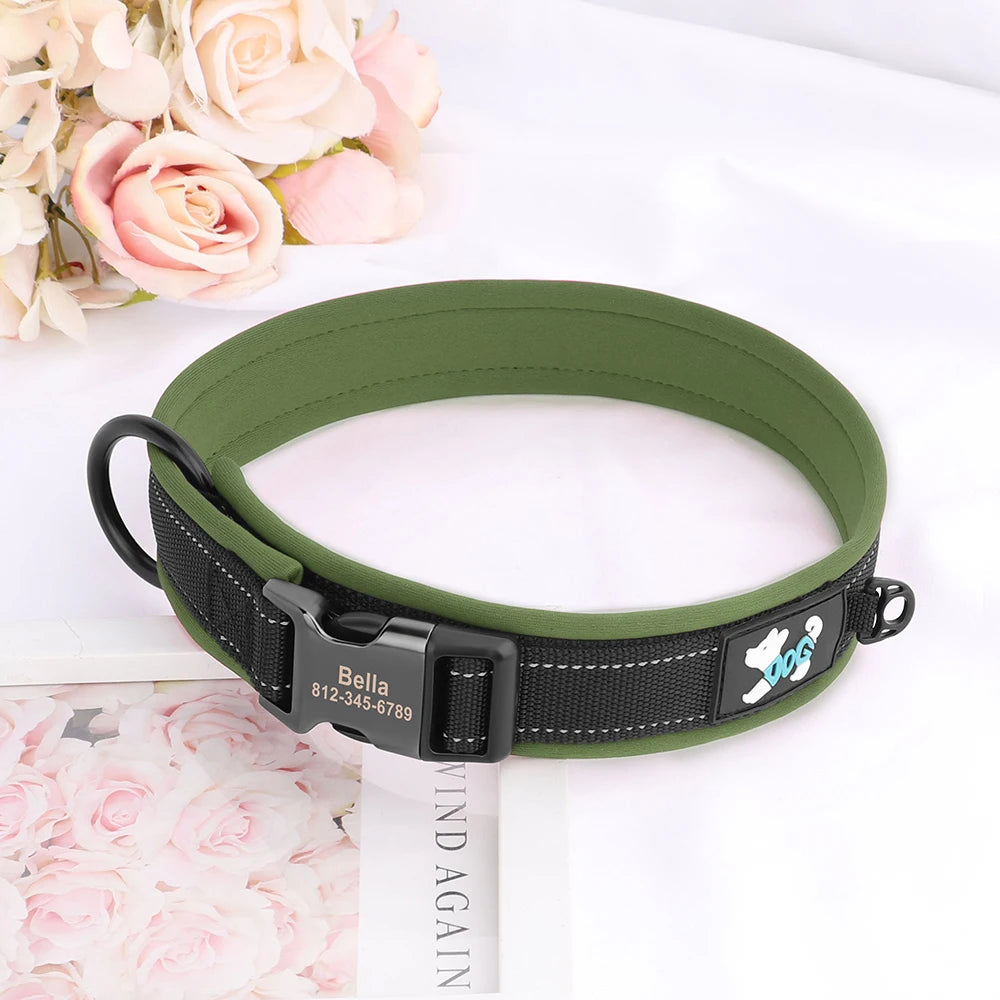 Adjustable Dog Collar Personalized Dogs Padded Collars Reflective Free Engraved ID Tag Collar