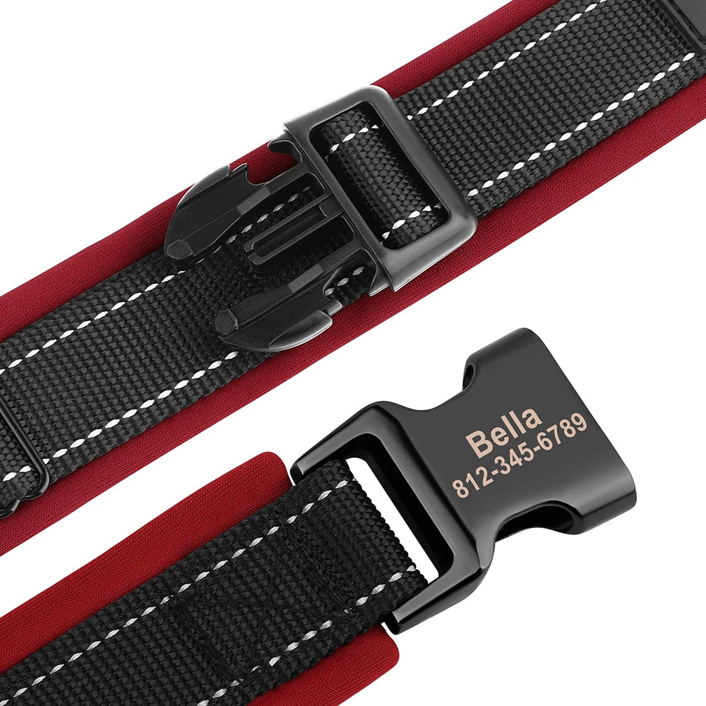 Adjustable Dog Collar Personalized Dogs Padded Collars Reflective Free Engraved ID Tag Collar