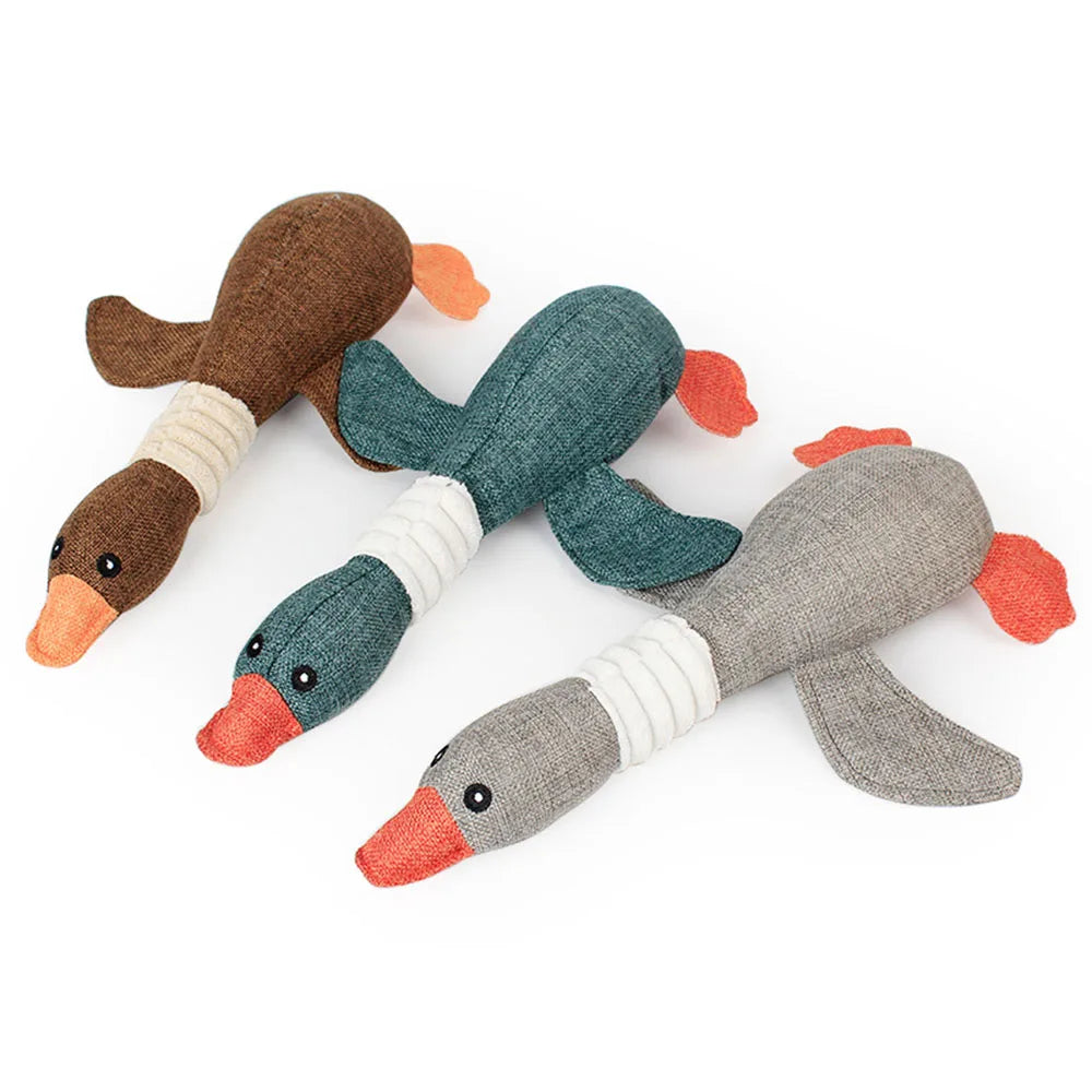 Super Durable Squeaky Plush Mallard Duck Dog Toy for Aggressive Chewers