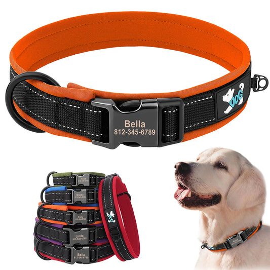 Adjustable Dog Collar Personalized Dogs Padded Collars Reflective Free Engraved ID Tag Collar