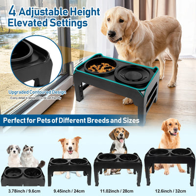 Elevated Dog Bowls, 2-in-1 Raised Slow Feeder Dog Bowls