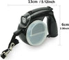 Retractable Dog Leash with Light, Water Bowl, Food Box & Poop Bag Container