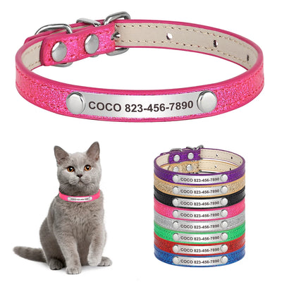 Personalized Cat Collar Custom Leather Cat Collars Free Engraved Puppy PetZaaz