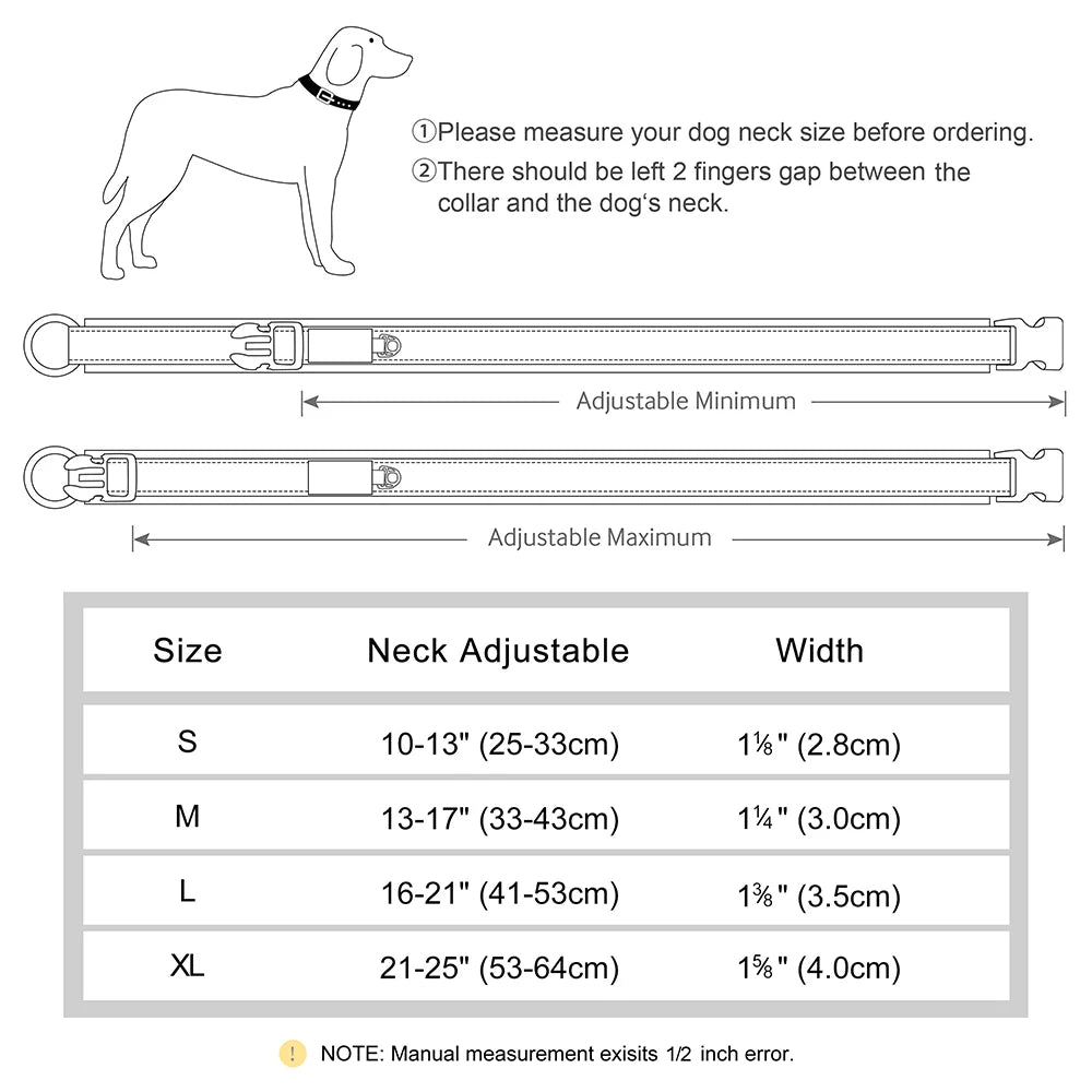 Adjustable Dog Collar Personalized Dogs Padded Collars Reflective Free Engraved ID Tag Collar