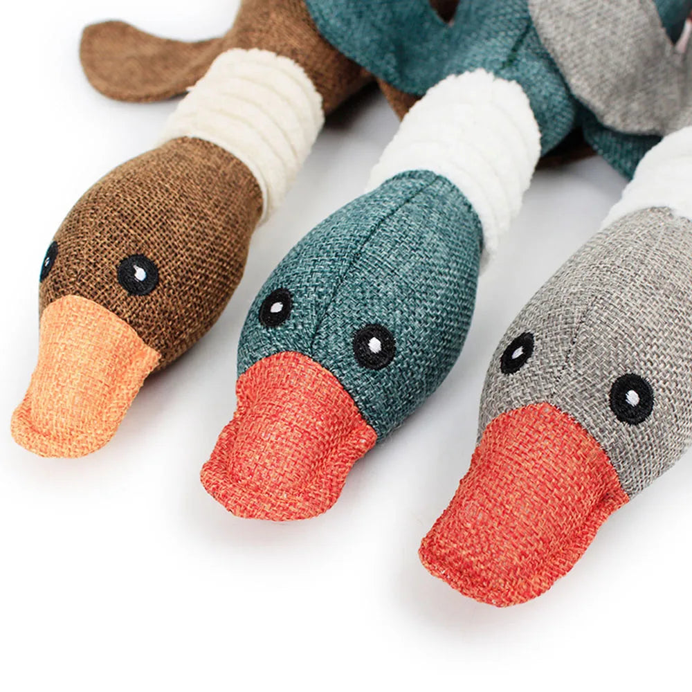 Super Durable Squeaky Plush Mallard Duck Dog Toy for Aggressive Chewers